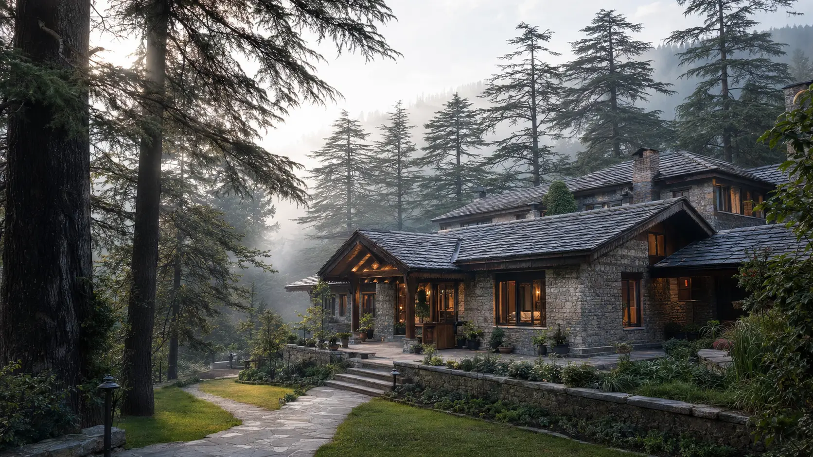 Himalayan forest resort setting